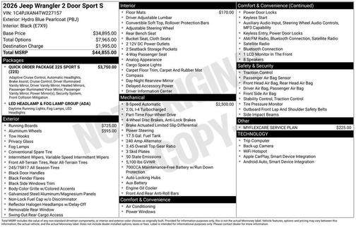 2026 Jeep Wrangler Sport S