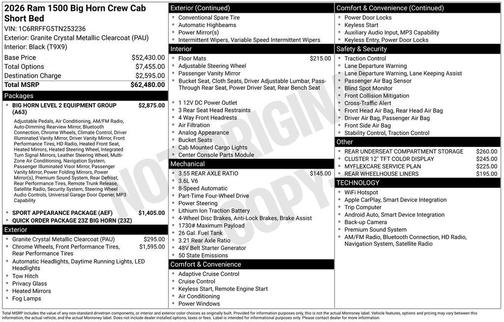 2026 RAM 1500 Big Horn/Lone Star