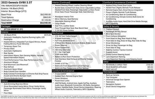 Vik Black 2023 Genesis GV80 3.5T