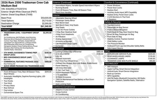 2026 RAM 2500 Tradesman Crew Cab 4x4 6'4' Box