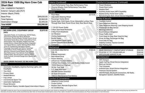 2026 RAM 1500 Big Horn/Lone Star