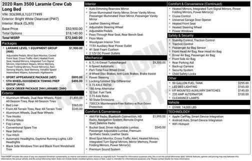 2020 RAM 3500 Laramie Crew Cab 4x4 8' Box