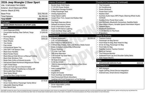 2026 Jeep Wrangler Sport