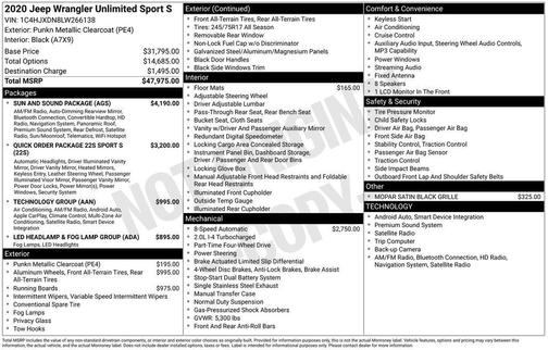 2020 Jeep Wrangler Unlimited Sport