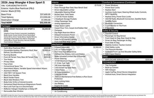 2026 Jeep Wrangler Sport S