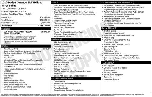 2025 Dodge Durango SRT Hellcat Silver Bullet AWD