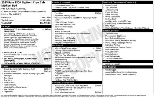 2025 RAM 2500 Big Horn Crew Cab 4x4 6'4' Box