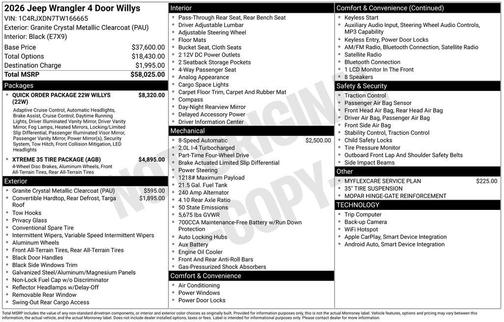 2026 Jeep Wrangler Willys