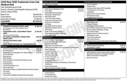2020 RAM 2500 Tradesman Crew Cab 4X4 6'4' Box
