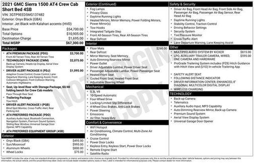 Onyx Black 2021 GMC Sierra 1500 AT4