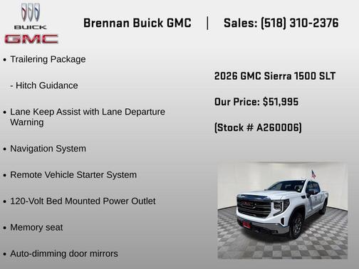 Summit White 2026 GMC Sierra 1500 SLT