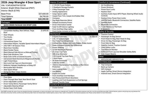 2026 Jeep Wrangler Sport
