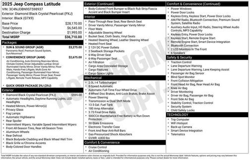 Diamond Black Crystal Pearlcoat 2025 Jeep Compass Latitude