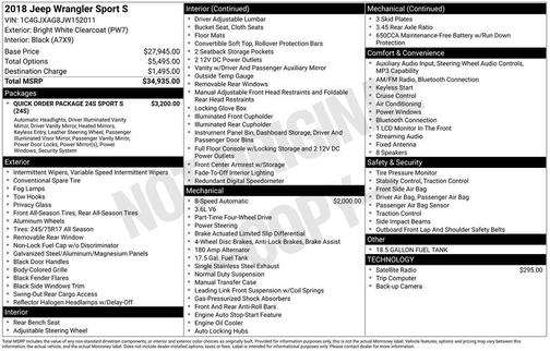 2018 Jeep Wrangler Sport S