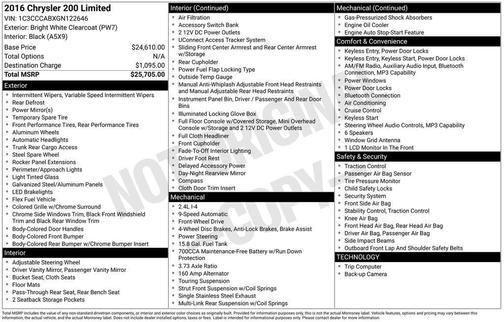 Bright White Clearcoat 2016 Chrysler 200 Limited