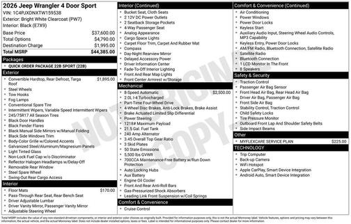2026 Jeep Wrangler Sport