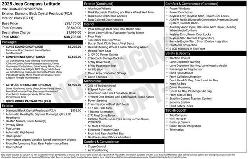 Diamond Black Crystal Pearlcoat 2025 Jeep Compass Latitude