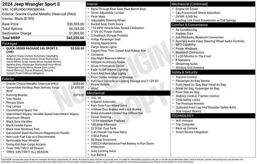 Black 2024 Jeep Wrangler Sport S