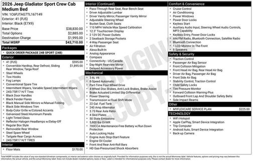 2026 Jeep Gladiator Sport