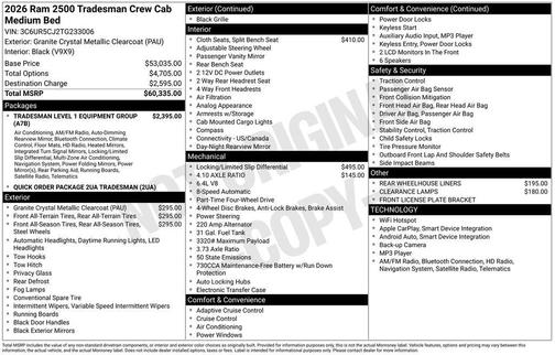 2026 RAM 2500 Tradesman Crew Cab 4x4 6'4' Box