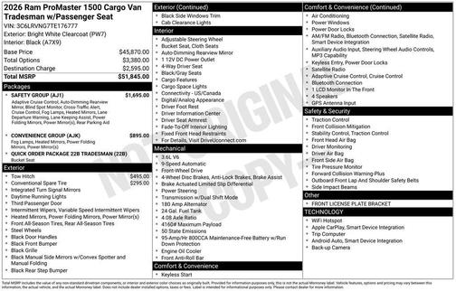2026 RAM ProMaster 1500 Low Roof
