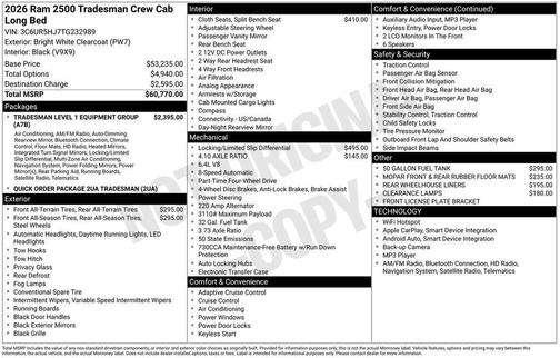 2026 RAM 2500 Tradesman Crew Cab 4x4 8' Box