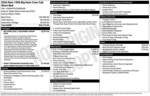 2026 RAM 1500 Big Horn/Lone Star