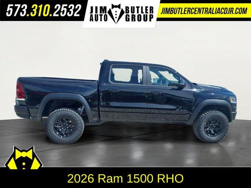 Diamond Black Crystal Pearlcoat 2026 RAM 1500 RHO Crew Cab 4x4 5'7' Box