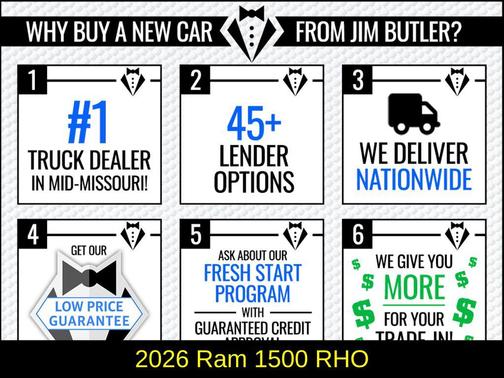 Bright White Clearcoat 2026 RAM 1500 RHO Crew Cab 4x4 5'7' Box