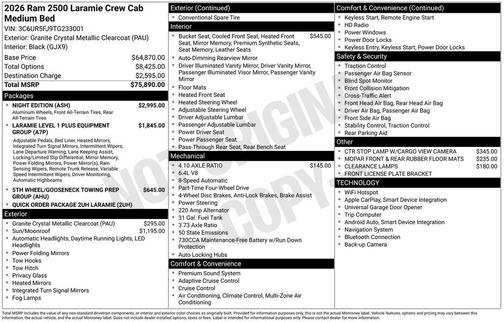 2026 RAM 2500 Laramie Crew Cab 4x4 6'4' Box