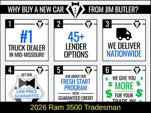 Bright White Clearcoat 2026 RAM 3500 Tradesman Regular Cab 4x4 8' Box