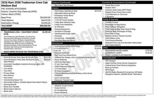 2026 RAM 2500 Tradesman Crew Cab 4x4 6'4' Box