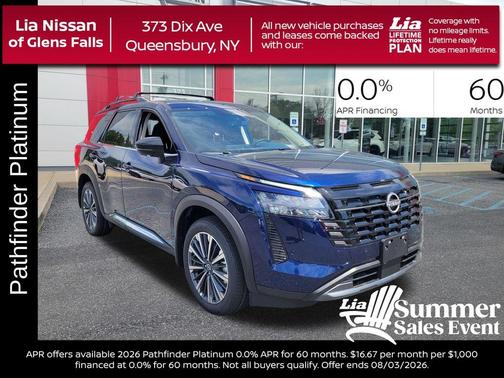 Deep Ocean Blue 2026 Nissan Pathfinder Platinum