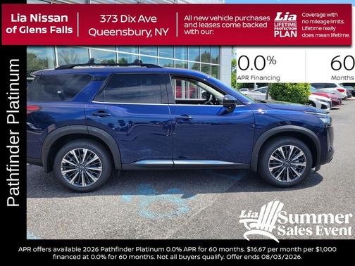 Deep Ocean Blue 2026 Nissan Pathfinder Platinum