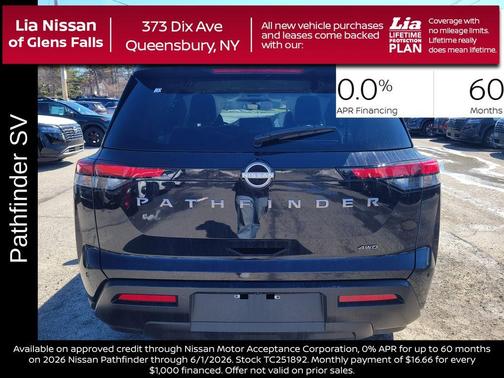 Black 2026 Nissan Pathfinder SV