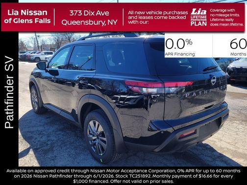 Black 2026 Nissan Pathfinder SV