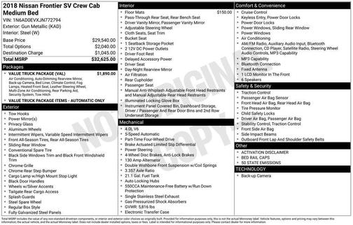 2018 Nissan Frontier SV