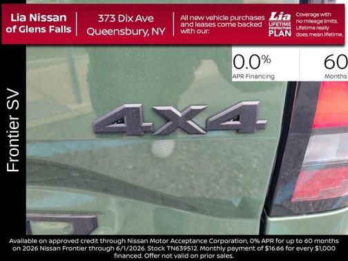 Green 2026 Nissan Frontier SV