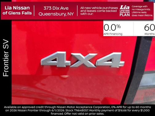 Red Alert 2026 Nissan Frontier SV