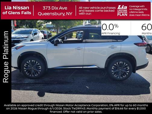 White / Black 2026 Nissan Rogue Platinum