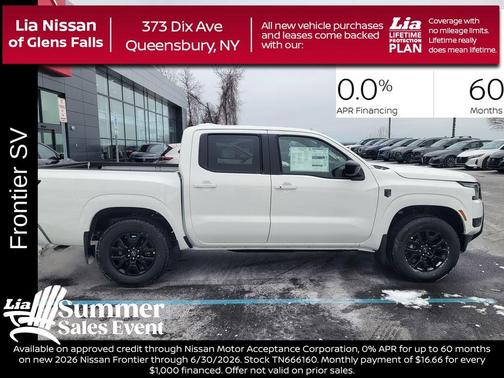 Glacier White 2026 Nissan Frontier SV