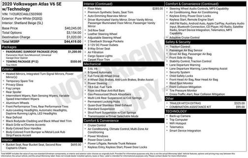 2020 Volkswagen Atlas 3.6L SE w/Technology