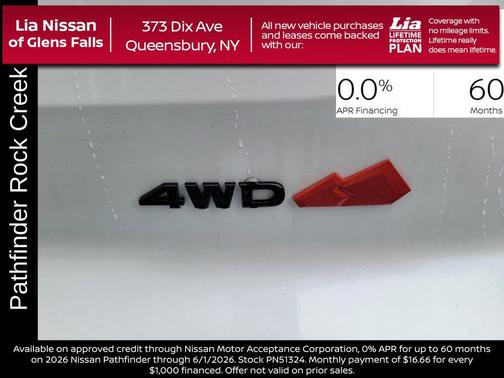 White / Black 2026 Nissan Pathfinder Rock Creek