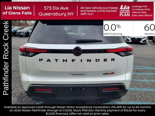 White / Black 2026 Nissan Pathfinder Rock Creek
