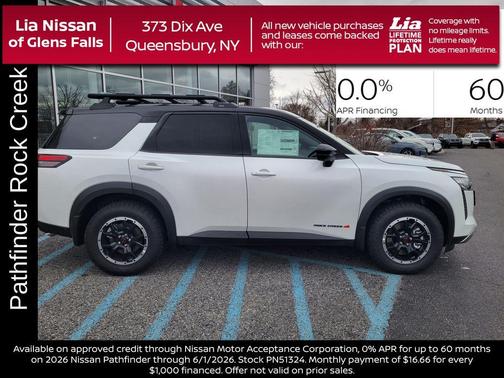 White / Black 2026 Nissan Pathfinder Rock Creek