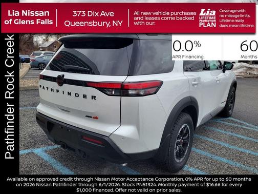 White / Black 2026 Nissan Pathfinder Rock Creek