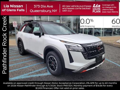 White / Black 2026 Nissan Pathfinder Rock Creek