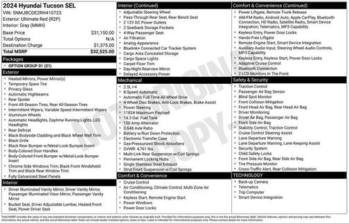 Red 2024 Hyundai TUCSON SEL