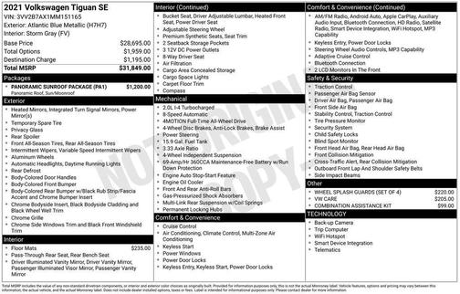 2021 Volkswagen Tiguan 2.0T SE