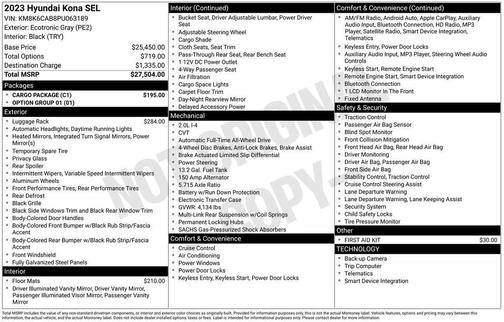 Gray 2023 Hyundai KONA SEL